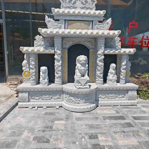 湖南芝麻白中国黑石材套墓 花岗岩墓碑
