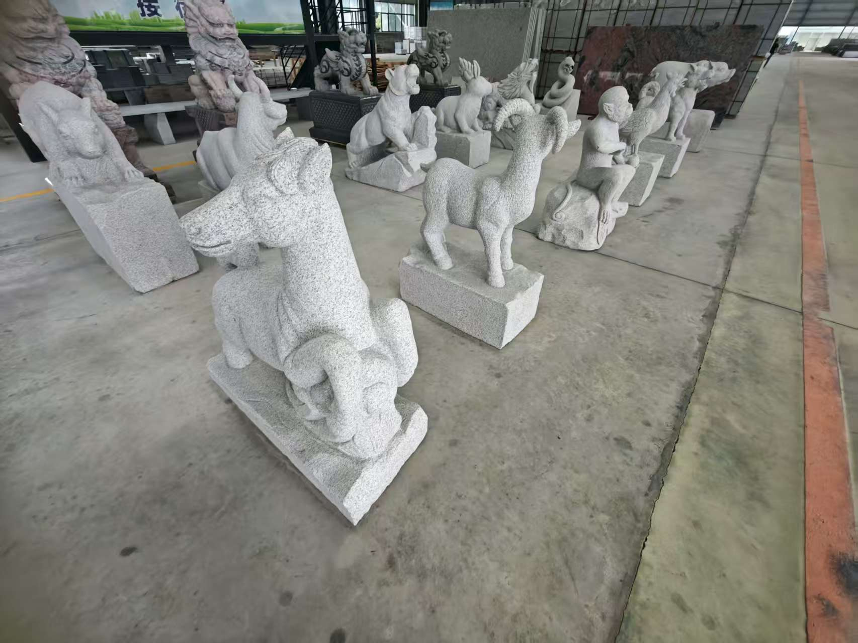 湖南芝麻白雕刻 十二生肖 异形雕刻