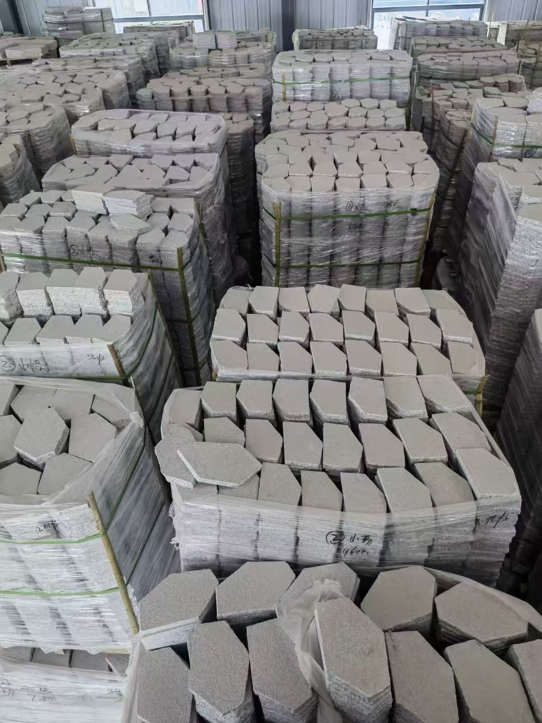 湖南芝麻白石材冰裂纹，碎拼。